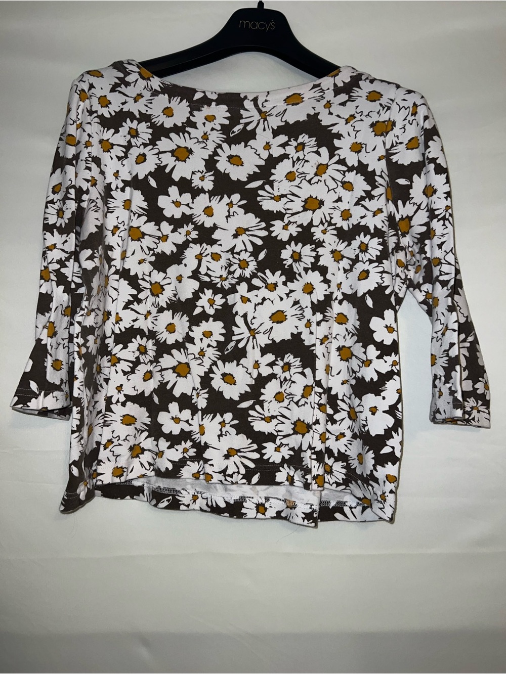 croft & barrow Gray and White Floral Knit Top